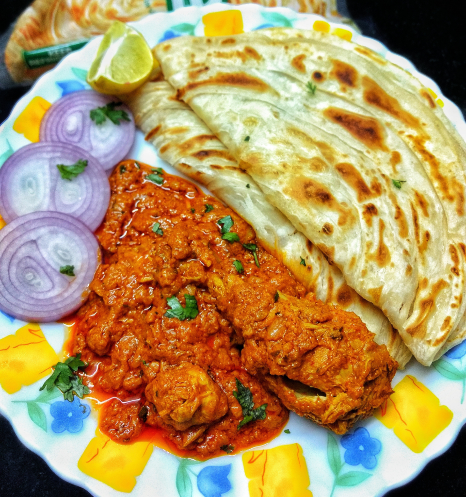 chicken masala curry with parotta