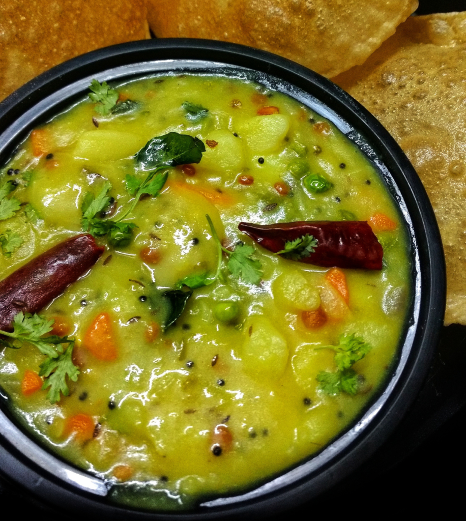 aloo besan curry with carrots
