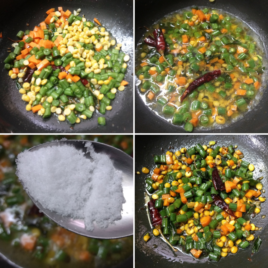 beans carrot poriyal step 3