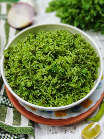 coriander soya rice recipe
