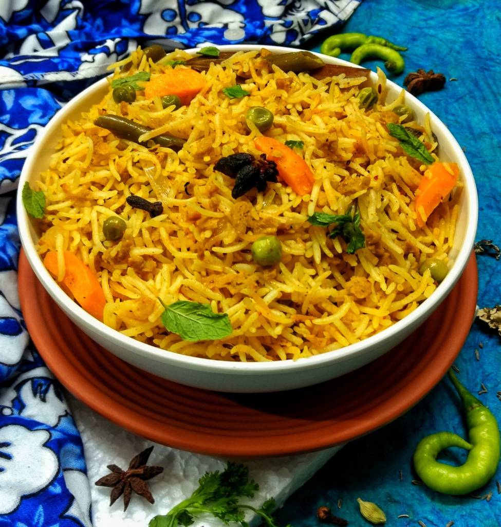 soya granules and vegetables pulao